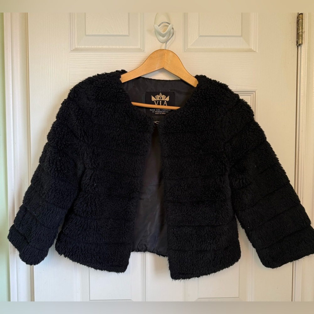Stylish Black Faux Fur Jacket